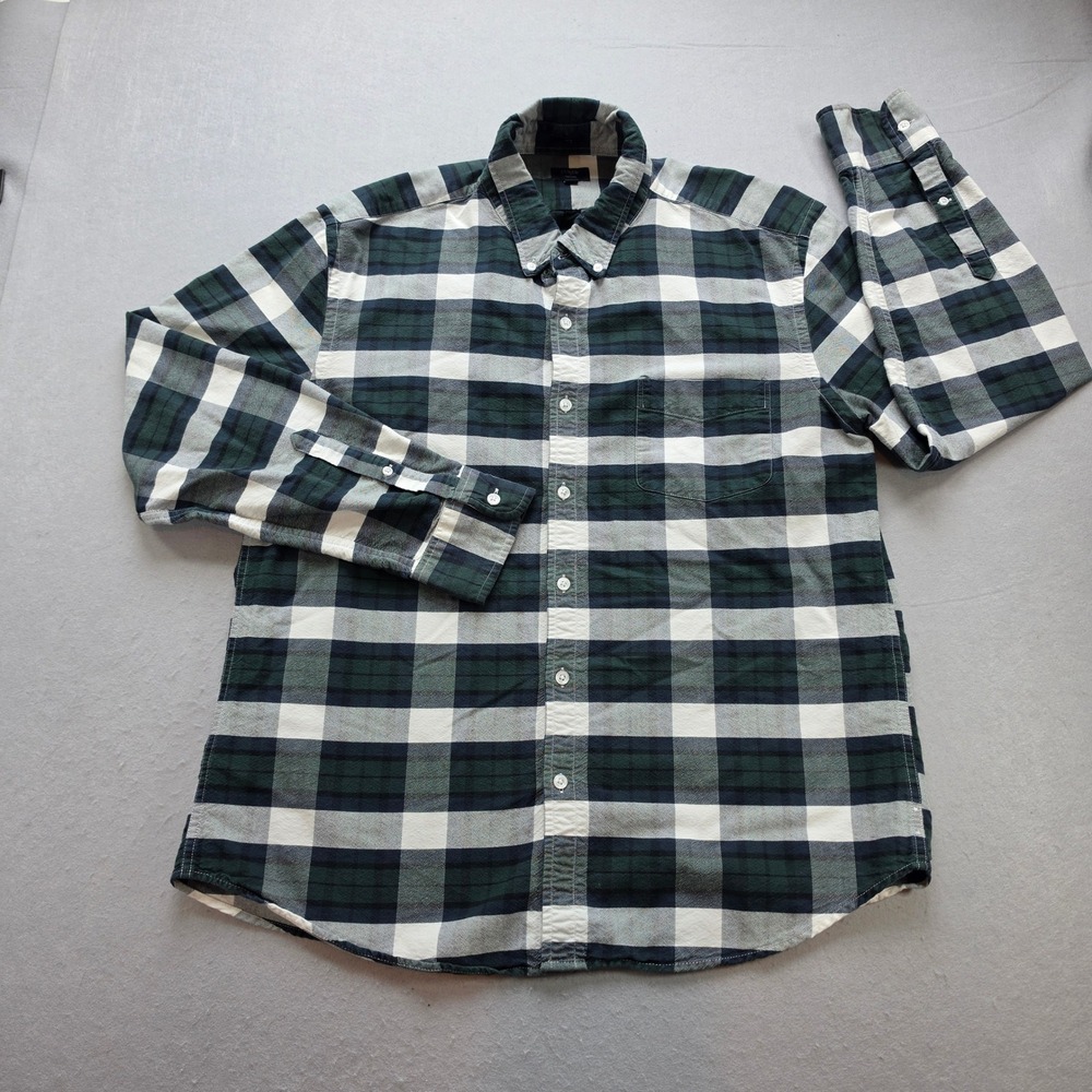 J.Crew Mens XL Slim Oxford Shirt Green Navy Blue White Buffalo Plaid Button Down